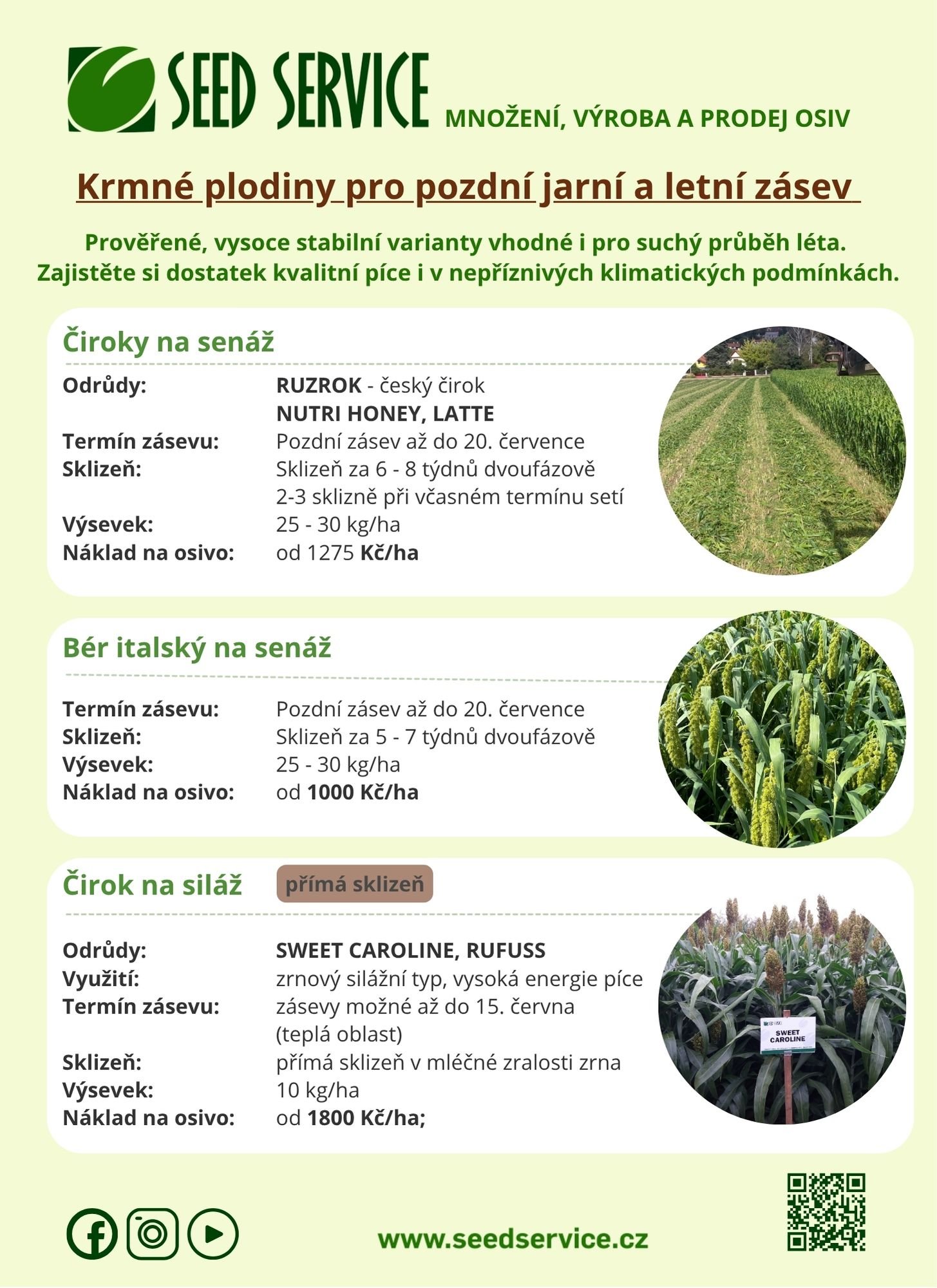 Krmné plodiny pro pozdní jarní a letní zásev