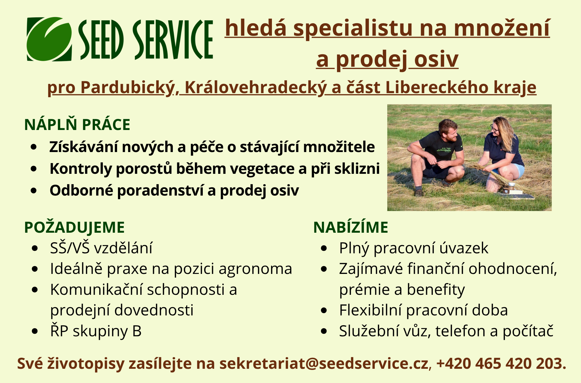 Hledáme specialistu na množení a prodej osiv